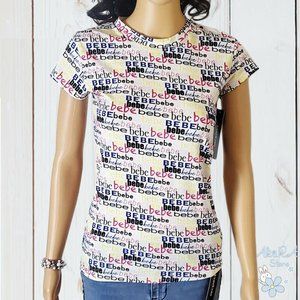 NWT BEBE WOMEN'S WHITE SHORT SLEEVE T-SHIRT